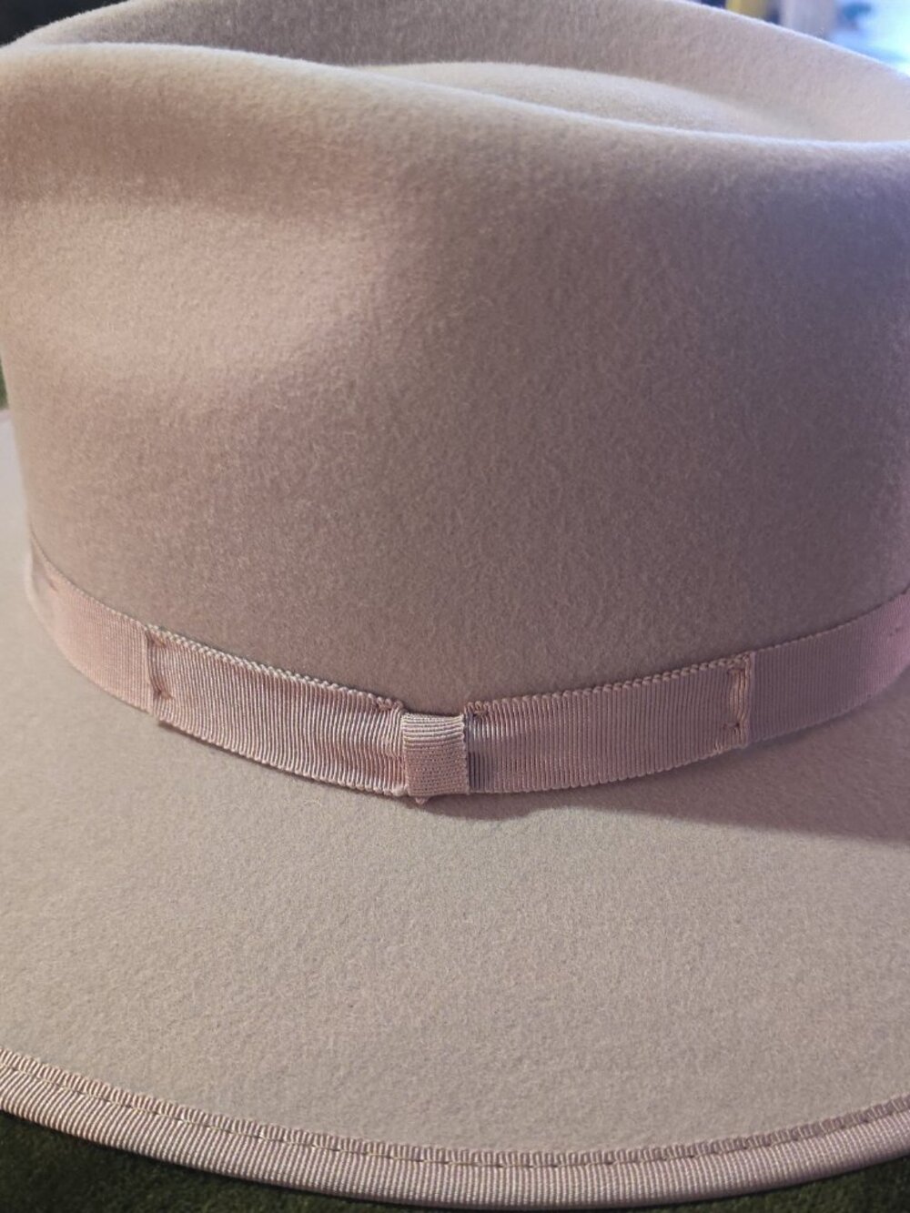 Luna Bloom Hand-Painted Rancher Hat Blush Pink Rose Gold Leaf Wide Brim OS - Picture 5 of 6